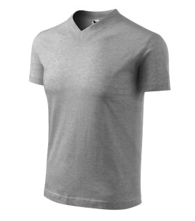 V-neck tričko unisex tmavě šedý melír M
