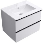 CERANO - Koupelnová skříňka Velora - bílá matná, úchytka černá + keramické umyvadlo Todo - 71x55x46,5 CER-664855