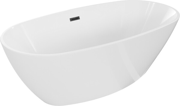 MEXEN/S - Eris volně stojící vana 170 x 80, bílá, sifon a přepad černá 53441708000-70