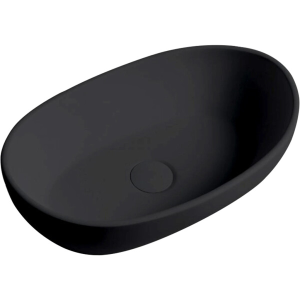 CERANO - Umyvadlo z litého mramoru Persea - na desku - černá matná - 50x32 CER-WB23B