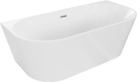 MEXEN/S - Oval vana volně stojící nástěnná 180 x 80, bílá, sifon a přepad nikl kartáčovaná 52671808000-97