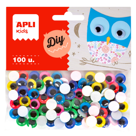 APLI MOVING EYES - oči kulaté, Ø 10 mm, samolepicí, mix barev