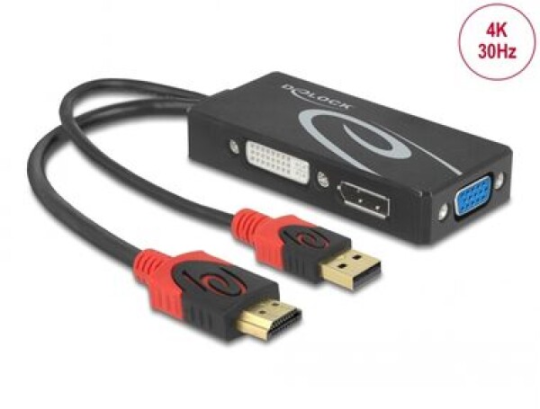 Delock Adaptér HDMI (M) - DVI/VGA/DisplayPort (F) 4K černá (62959)