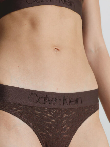 Dámská tanga tm. hnědé Calvin Klein