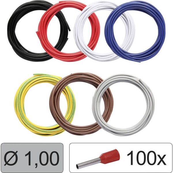 Quadrios 25CW115 Jednotlivá žíla, LiFY, 1.0 mm², černá, červená, bílá, modrá, žlutozelená, hnědá, šedá, 1 sada