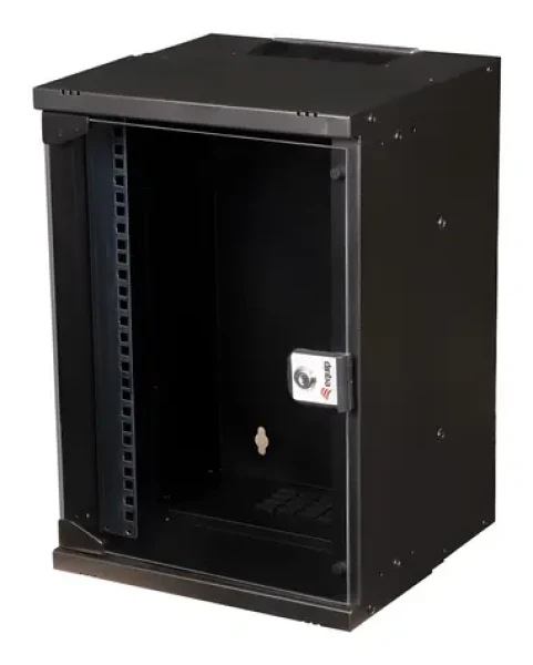 Equip ECO 300x300mm černá / Nástěnný rozvaděč 10" / 9U / skleněné dveře / hloubka 300 mm (EWM-09-3030-B)