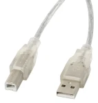 Lanberg CA-USBA-12CC-0030-TR průhledná / Kabel USB 2.0 / USB-A (M) - USB-B (M) / 3 m (CA-USBA-12CC-0030-TR)