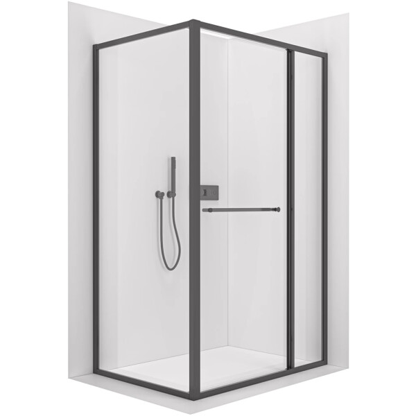 CERANO - Sprchový kout Versaro L/P - 6 mm - černá matná, transparentní sklo - 110x80 - zasouvací CER-8050BD80291