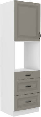 Vysoká skříňka pro vestavnou troubu Stilo 60 DPS-210 3S 1F - Premium Box Barva korpusu: Bílá, Barva dvířek: Clay Grey
