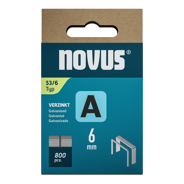 Novus tenké, drátové sponky typ A, 53 F/6 mm, 800 ks