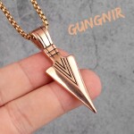 Pánský ocelový náhrdelník Ódinovo kopí GUNGNIR Rose Gold, Zlatá 60 cm