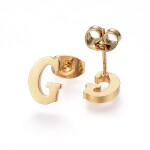 Sada přívěsku a náušnic z nerezové oceli - písmeno - zlatá - 20 ~ 23 mm x 13 ~ 19 mm - 1 ks Písmena: E