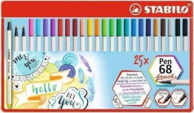 Fixa STABILO Pen 68 brush sada 25 ks v kovovém pouzdru
