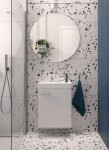 Erga Kim, závěsná WC skříňka 39x21x60 cm + keramické umyvadlo 40cm, bílá lesklá, ERG-207-D-04003+1406 ERG-207-D-04003-1406