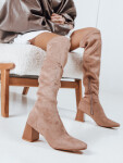 Dámské semišové béžové kozačky FashionStreet ZY1244 40
