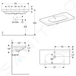 GEBERIT - Acanto Umyvadlo 900x422 mm, otvor pro baterii, s přepadem, bílá 500.633.01.2