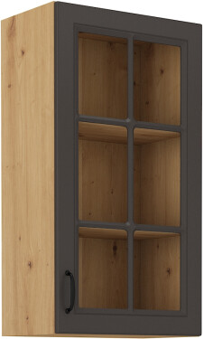 Horní prosklená skříňka Stilo 40 GS-90 1F Barva korpusu: Dub artisan, Barva dvířek: Grafit