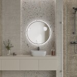 Erga Emma, kulaté LED zrcadlo 70cm, černý kovový rám, 1610 lm, 6500K, zadní osvětlení, ERG-V01-201-7070-BK