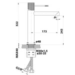 SAPHO - SOLARIS stojánková umyvadlová baterie vysoká, bez výpusti, černá mat/chrom WD006BC