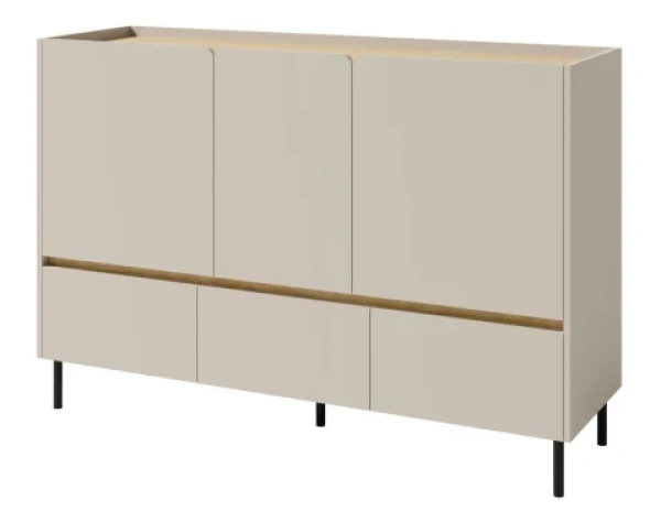 Komoda se zásuvkami Lucky, 150 cm, pískově béžová/olejovaný dub