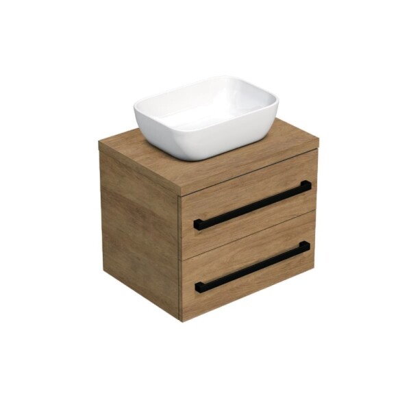 Koupelnová skříňka s černou úchytkou a krycí deskou SAT Cube Way 60x47,5x46 cm dub Hickory mat CUBE46C1603DH45 CUBE46C1603DH45