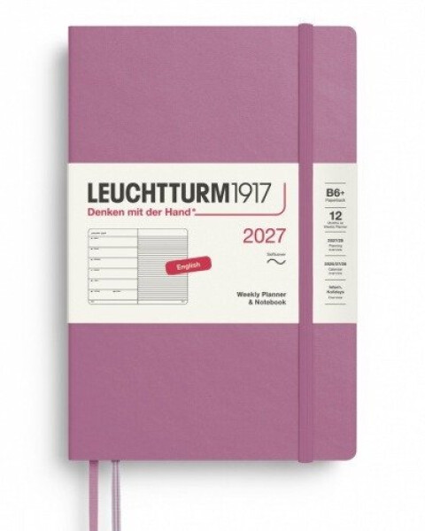 Týdenní plánovač Zápisník Dusty Rose, Paperback B6+ 2027, Softcover, anglicky
