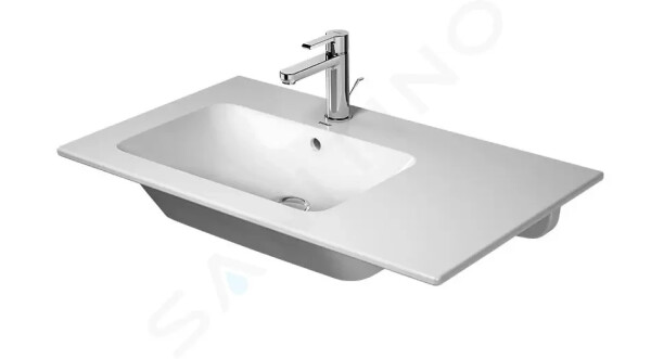 DURAVIT - ME by Starck Asymetrické umyvadlo 830x490 mm, 1 otvor pro baterii vlevo, s WonderGliss, bílá 23458300001