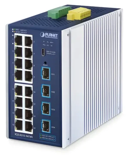 PLANET IGS-4215-16T4 / Switch průmyslový / L2/L4 / 16x GLAN / 4x SFP / DIN / IP30 (IGS-4215-16T4X)