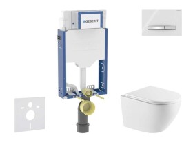 GEBERIT - Kombifix Set předstěnové instalace, klozetu Oudee a sedátka softclose, tlačítko Sigma50, chrom/alpská bílá SANI15CA3156