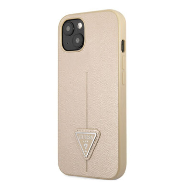 Pouzdro Guess PU Saffiano Triangle iPhone 13 béžové