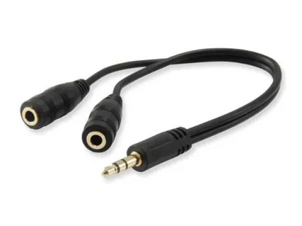 Equip Jack 3,5mm černá / Audio rozdvojka pro headset / 2x Jack 3,5mm / 0,13 m (147941)