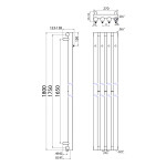 SAPHO - PILON otopné těleso 270x1800, se čtyřmi háčky pro ručník, chrom IZ120T