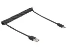 Delock EASY-USB černá / Spirálový USB kabel / USB-A (M) - USB-A (M) / 0,8 m / USB 2.0 (90133)