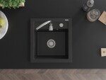 MEXEN - Buňky Vito granitový dřez 1 520x490 mm, černá / stříbrná metalíza 6503521000-73