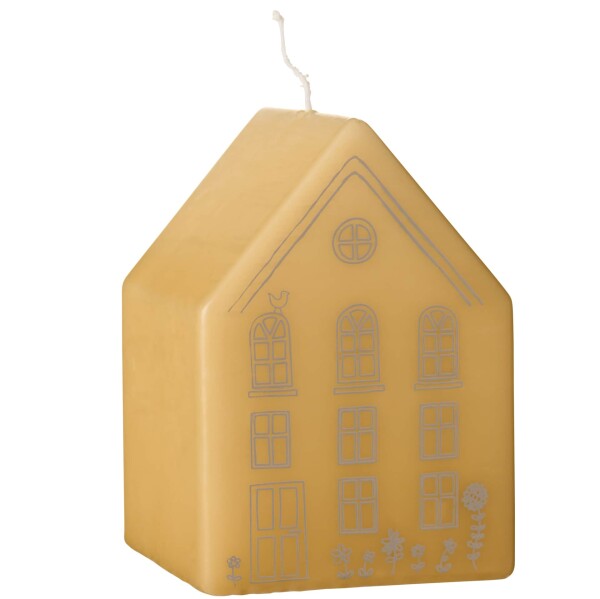 Ib Laursen Dekorativní svíčka House 10 cm, žlutá barva, vosk