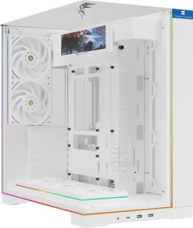 Thermalright A70 White Vision / Skříň / Full Tower / ATX / ARGB / 9,16" LCD / bez zdroje / průhledná bočnice (A70 White Vision ARGB FAN)