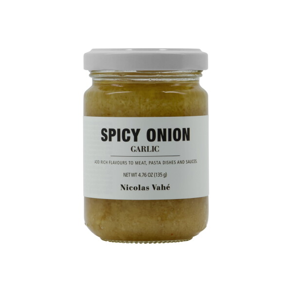 Nicolas Vahé Pikantní mletá cibule a česnek 135 g, žlutá barva, bílá barva, sklo