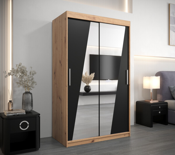 Šatní skříň Abi R0 Barva korpusu: Dub artisan, Rozměry: 120 cm, Dveře: Černá