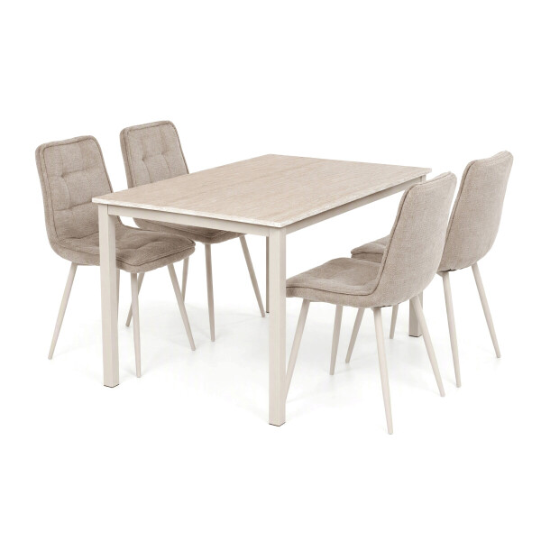 Jídelní set s 4 židlemi Regulus, béžová, 110x70x75cm, mdf, travertin, ASE-1042 LAN2