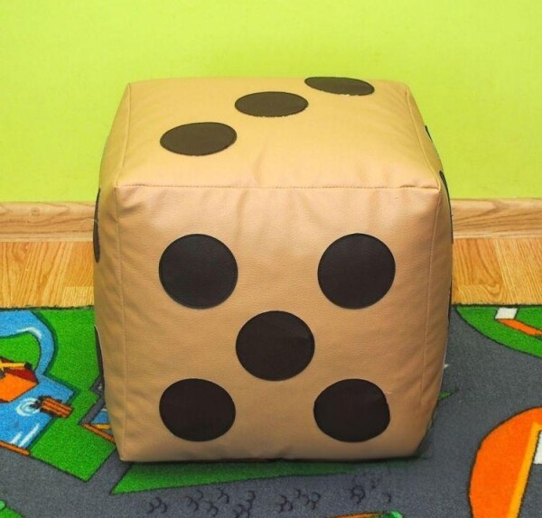 FRONTI Dětský taburet KOSTKA 35 cm - tmavěbéžová + čokoláda
