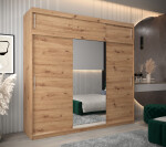 Šatní skříň Abi T1 s nástavcem Barva korpusu: Bílá, Rozměry: 250 cm, Dveře: Dub artisan