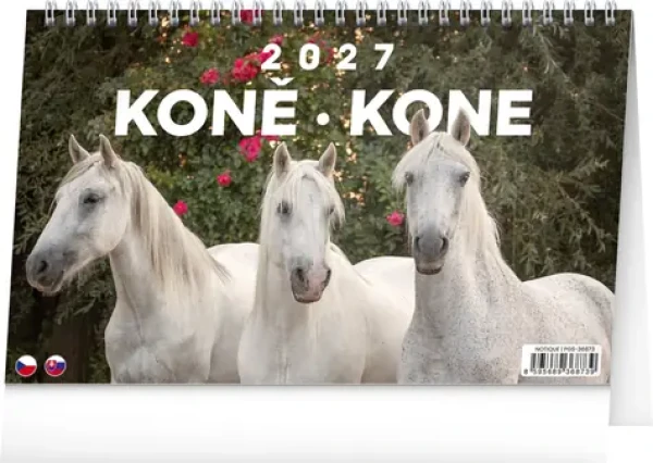 NOTIQUE Stolní kalendář Koně – Kone CZ/SK 2027 / 23.1 x 14.5 cm