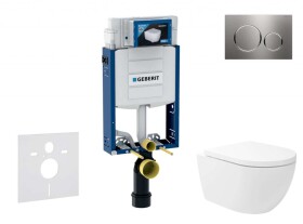 GEBERIT - Kombifix Set předstěnové instalace, klozetu Oudee Vortex a sedátka softclose, tlačítko Sigma20, nerez SANI15CA6106