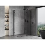 MEXEN/S - Mist-H L Duo sprchový kout dveře křídlové 90 x 110, transparent, černá 8A5L-090L-110P-70-00