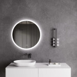 CERANO - Koupelnové LED zrcadlo Blanco, akrylátový rám - bílá lesklá - Ø 60 CER-541633