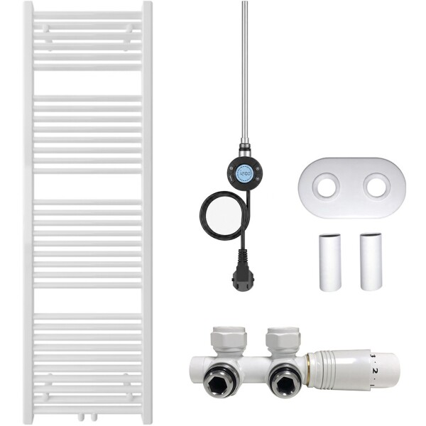 CERANO - Koupelnový radiátorový set Lincoln - kombinované výtápění, wifi tyč - středové připojení 50 mm - 300W - bílá lesklá - 1600x500 mm CER-663394