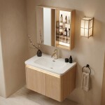 REA - Sada koupelnového nábytku s umyvadlem Sora DE07-70 Oak 70CM REA-M0608