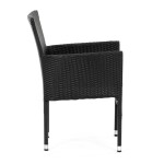 Židle zahradní, černý umělý ratan, kov, stohovatelná.