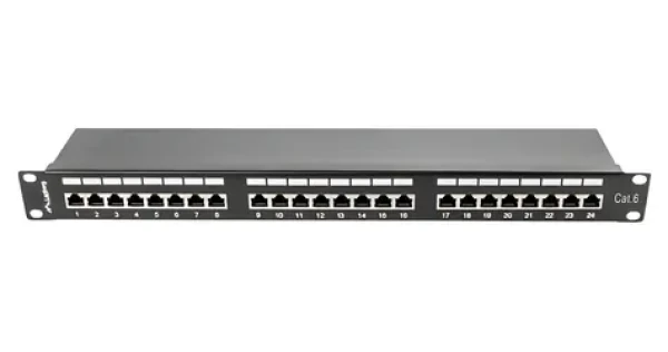 Lanberg PPS6-1024-B černý / Patch panel / 24 portů / RJ-45 / Cat6 STP / 1U / 19" (PPS6-1024-B)