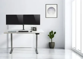 Equip černá / Stolní držák pro 2 monitory / 13"-27" / nosnost 16 kg / VESA 75x75-100x100 / náklon -45° až 45° (650115)